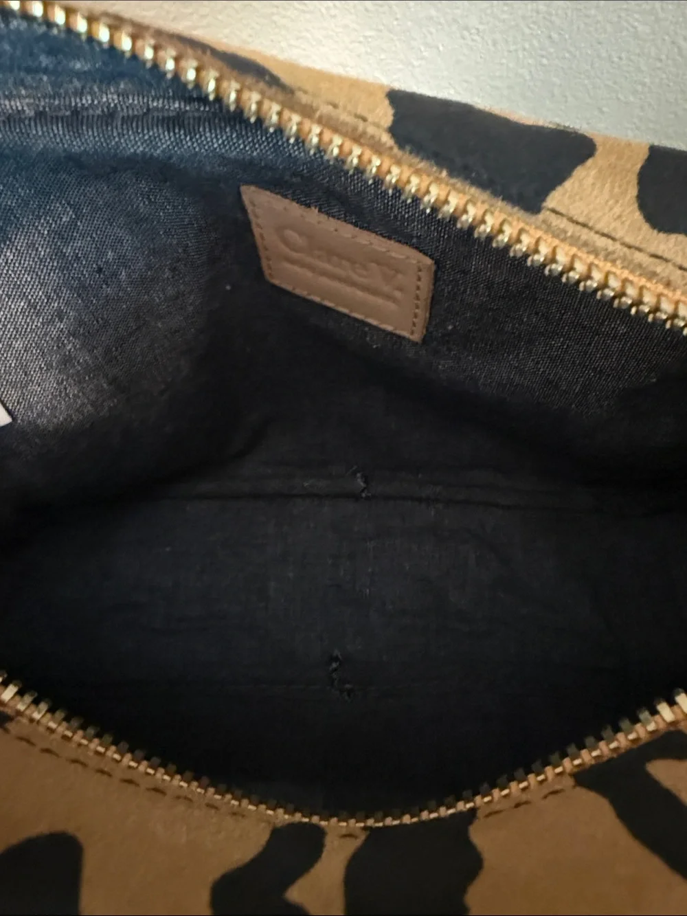 Clare V Leopard Print Suede Cosmetic Pouch - Tan & Black